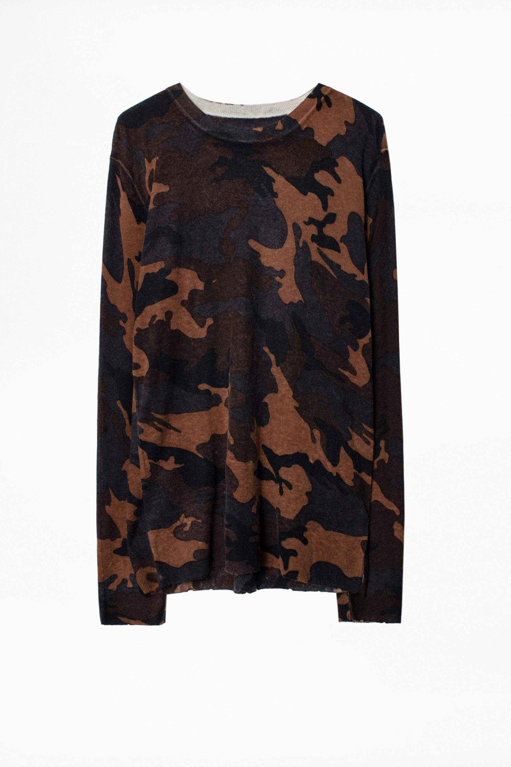 Kennedy Cashmere Sweater - Men’s camouflage motif sweater in featherweight cashmere.